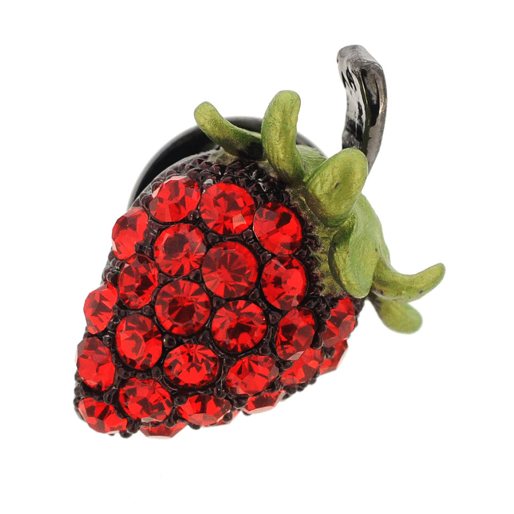 Red Strawberry Swarovski Crystal Lapel Pin