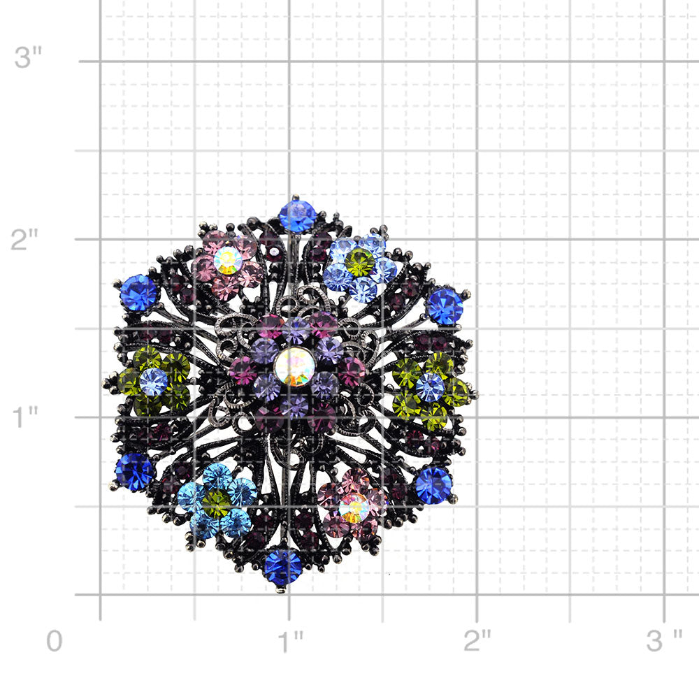 Multicolor Flower Bridal Wedding Swarovski Crystal Pin Brooch and Pendant
