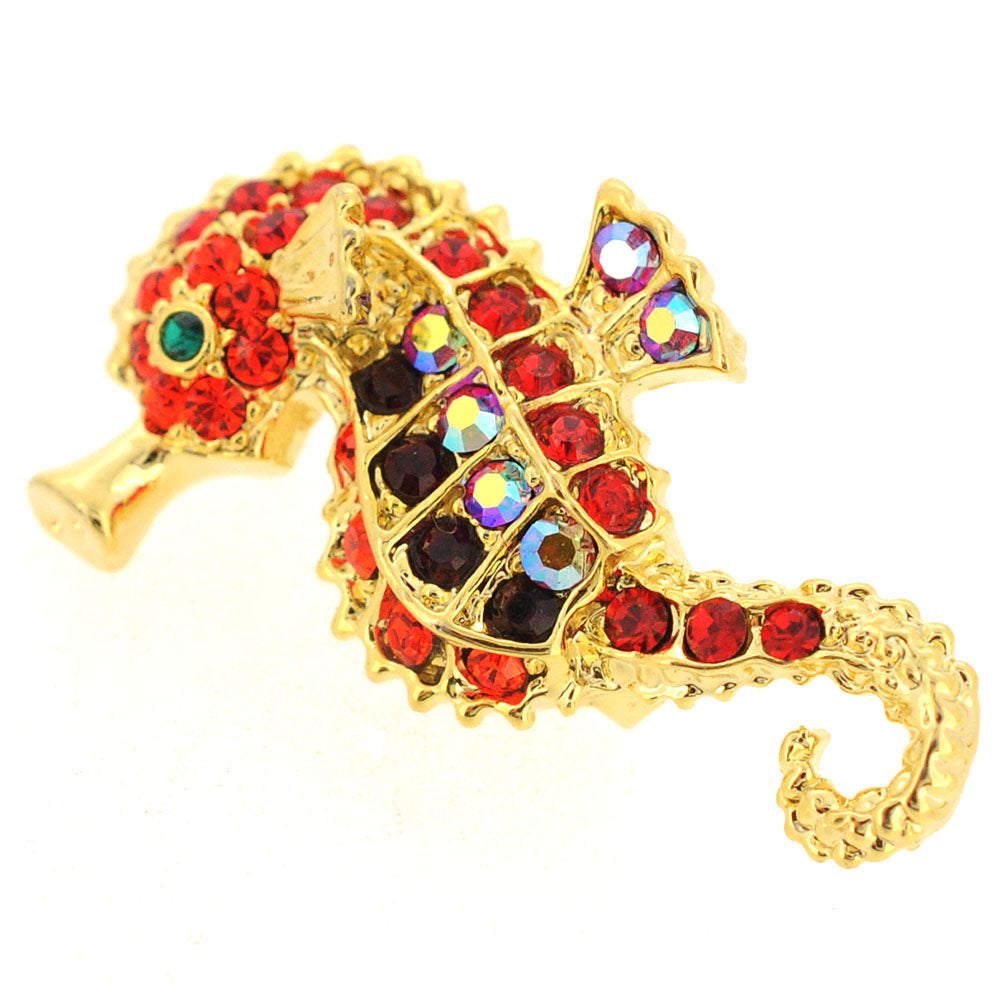 Red Seahorse Swarovski Crystal Pin Brooch