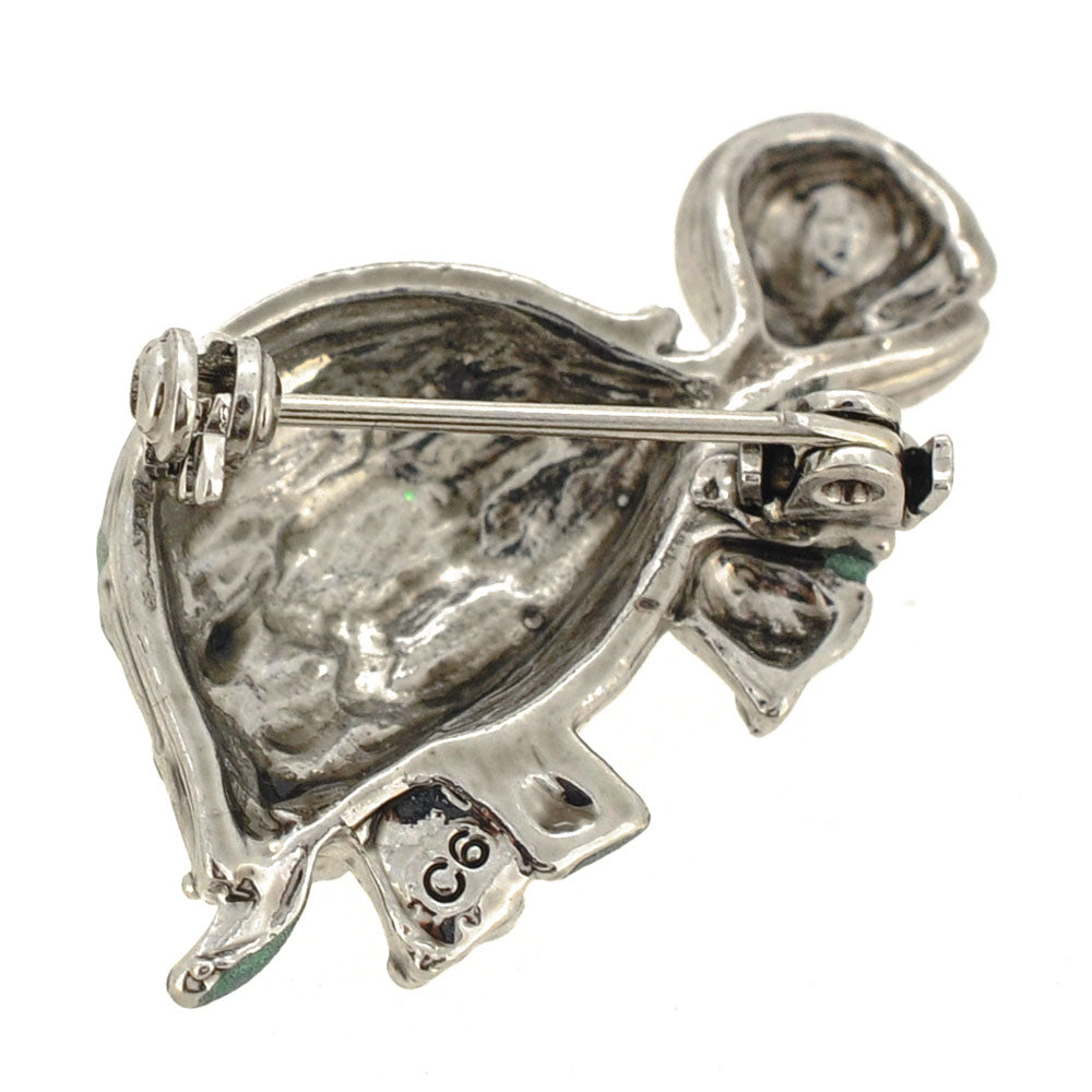 Green Turtle Swarovski Crystal Brooch Pin