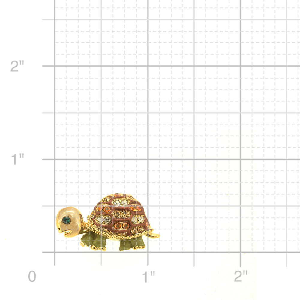 Brown Green Turtle Swarovski Crystal Brooches Pins