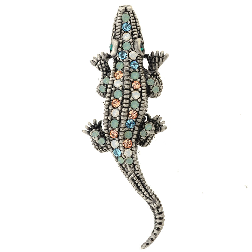 Multicolor Alligator Swarovski Crystal Pin Brooch