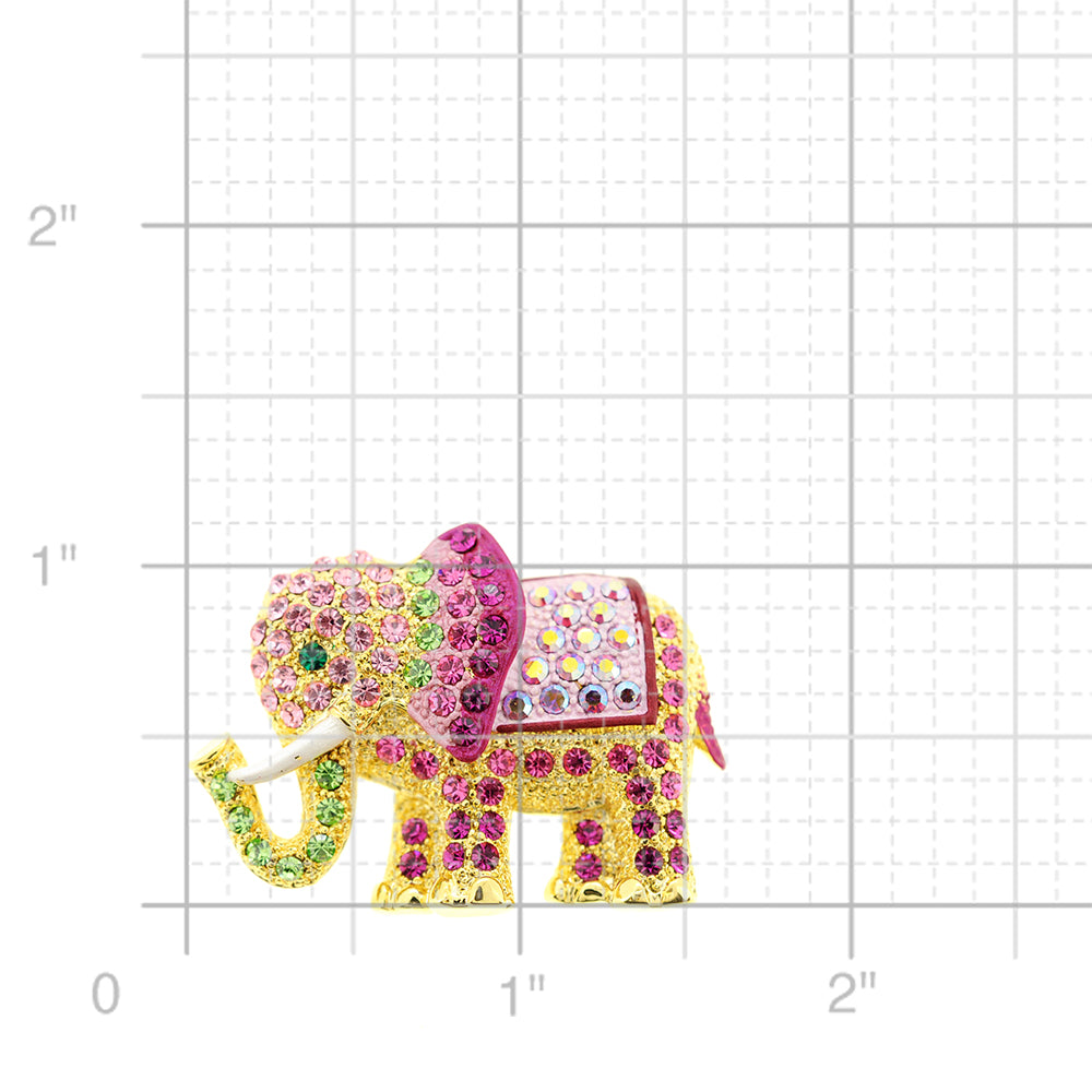 Multicolor Elephant Swarovski Crystal Pin Brooch