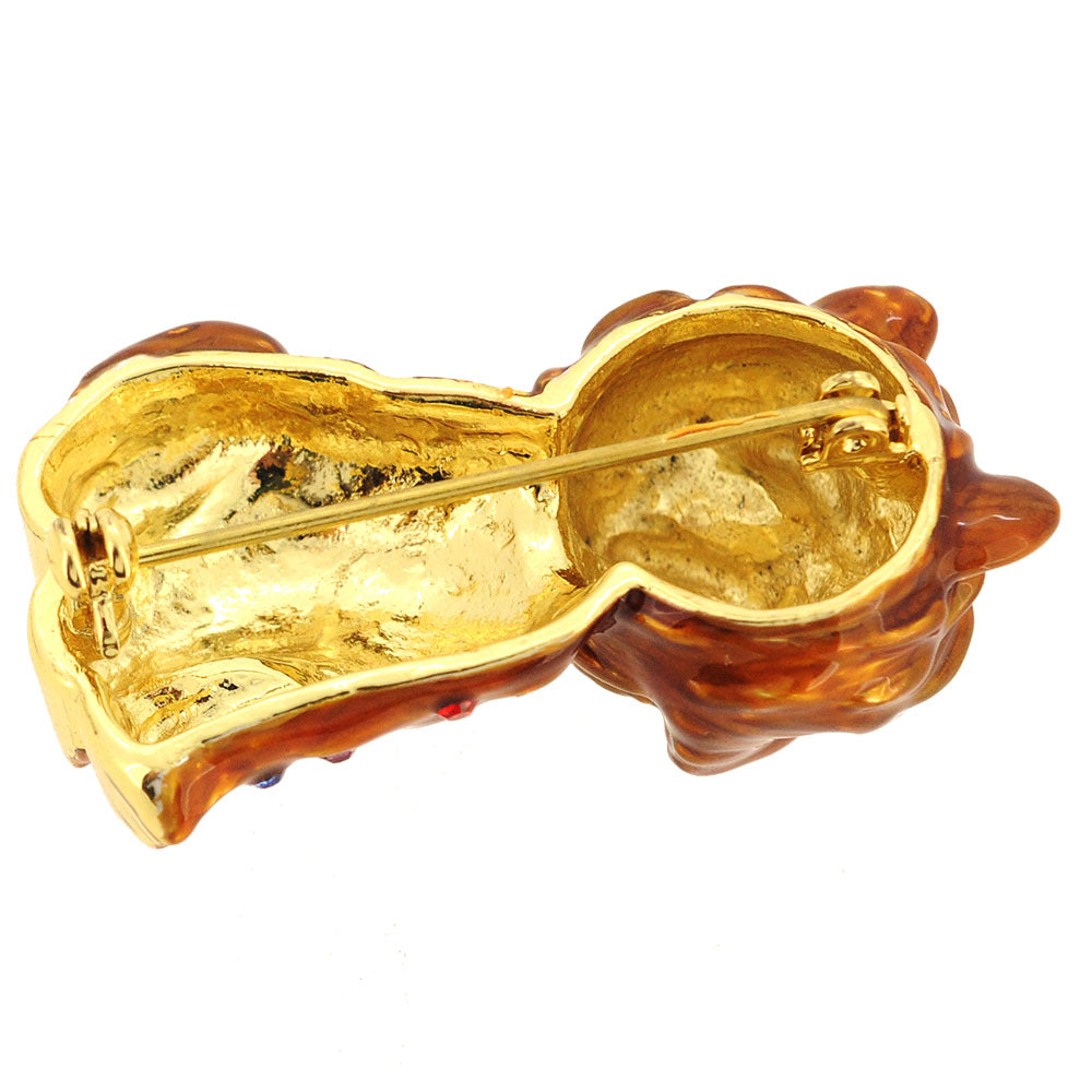 Dark Brown Enamel Dog Pin Brooch