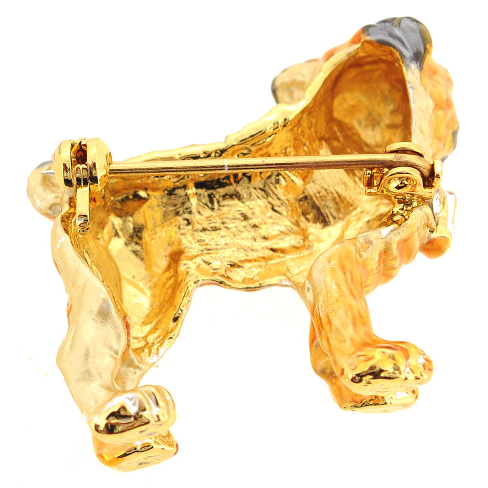 Yellow Enamel Dog Swarovski Crystal Pin Brooch