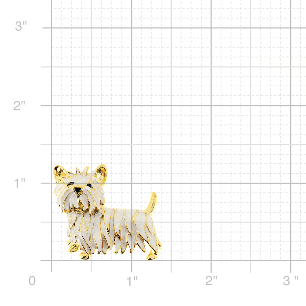 White Enamel Scottie West Terrier Dog Pin Brooch