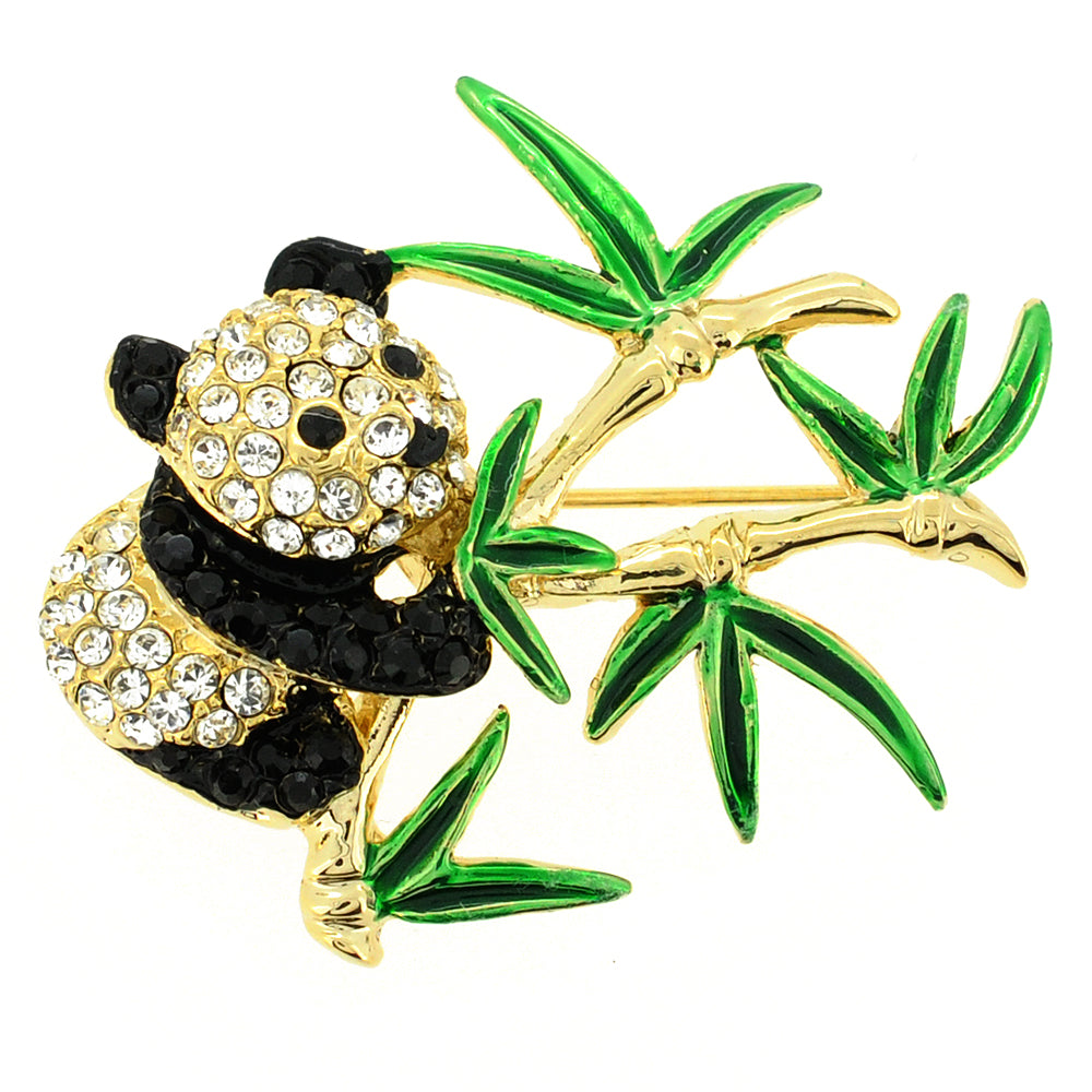 Panda Swarovski Crystal Pin Brooch