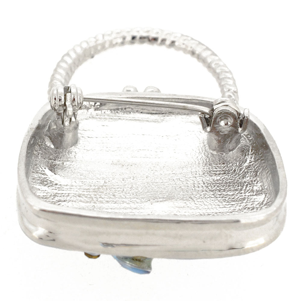 Blue Lady Handbag Swarovski Crystal Pin Brooch