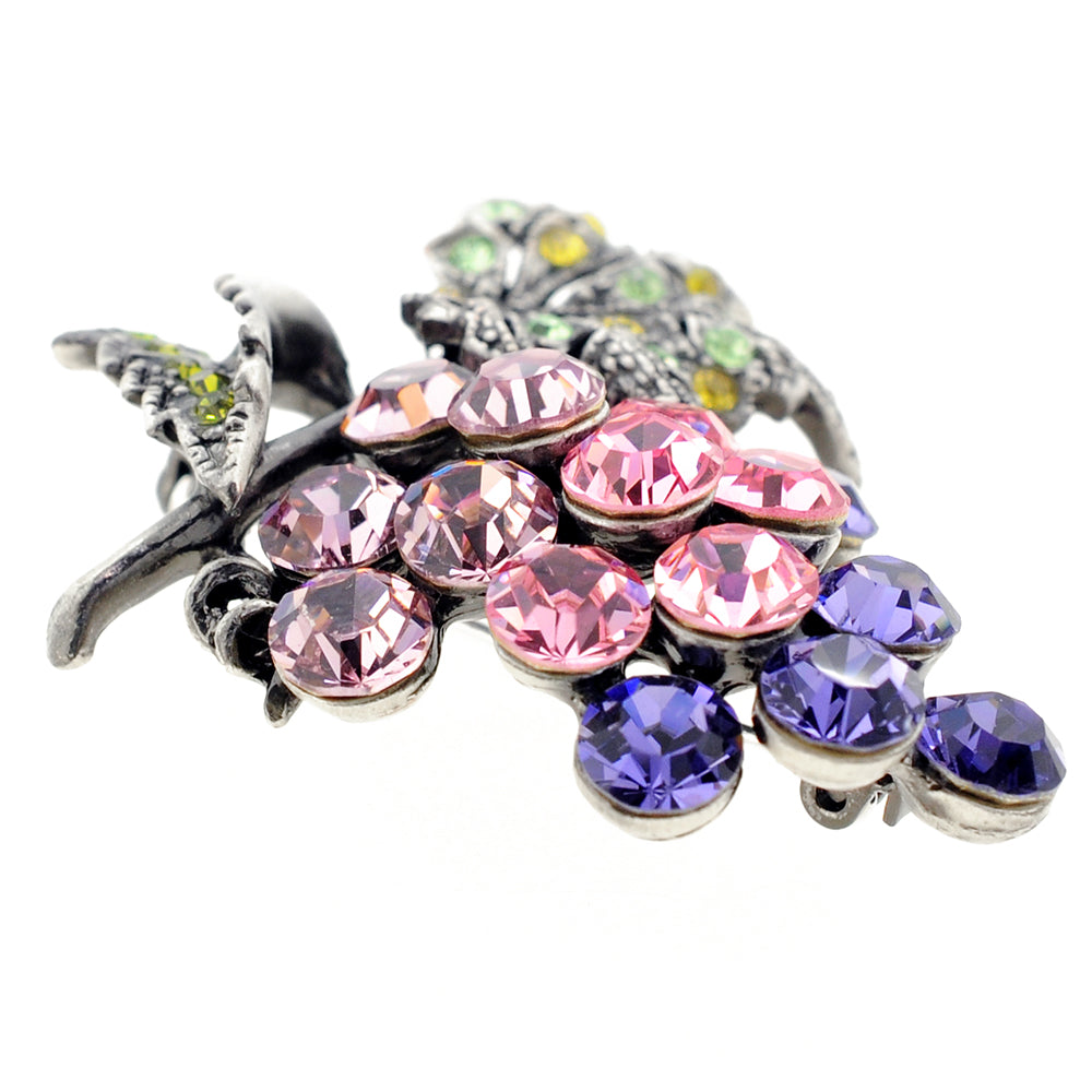 Multicolor Grape Fruit Crystal Pin Brooch