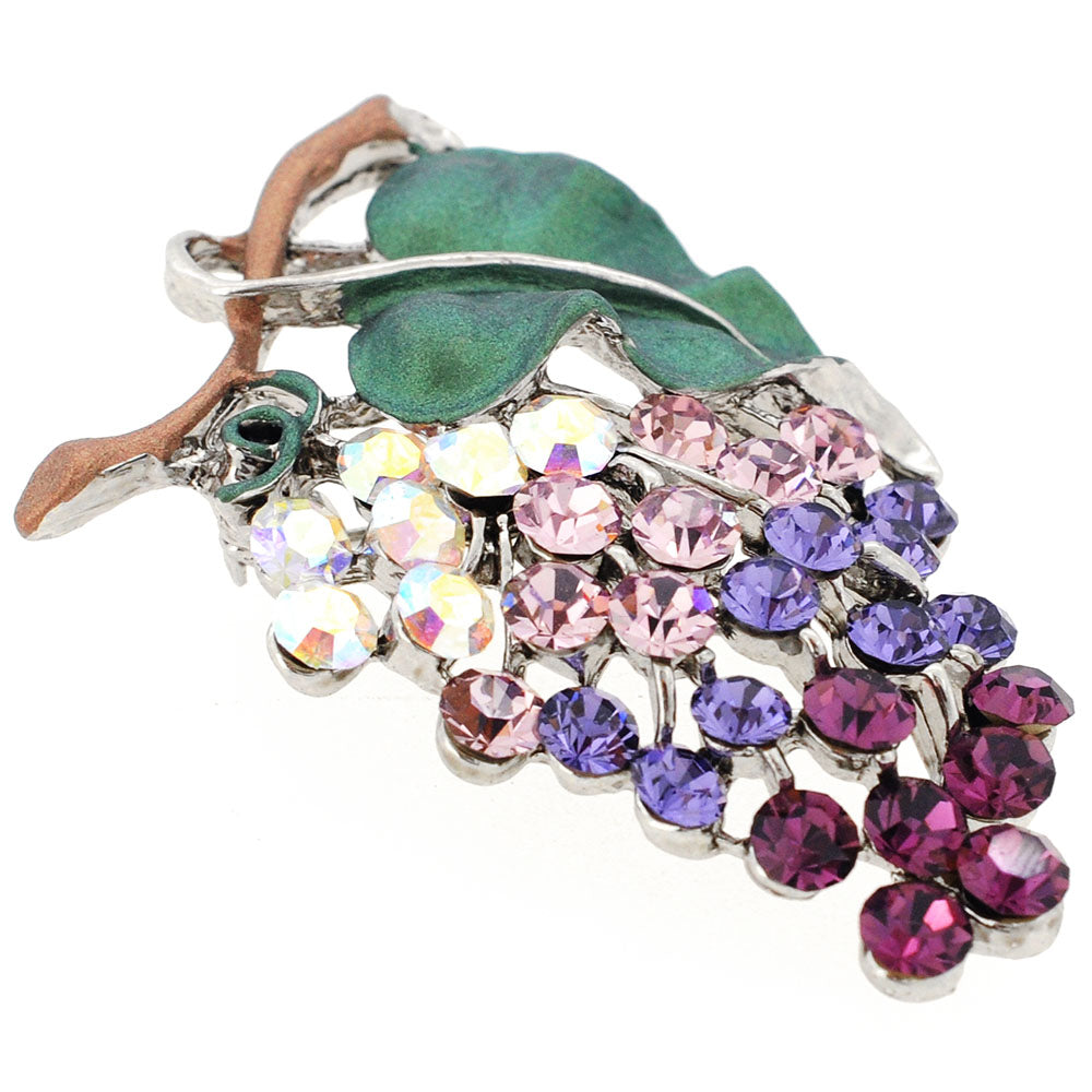 Amethyst Purple Grape Fruit Swarovski Crystal Brooch Pin