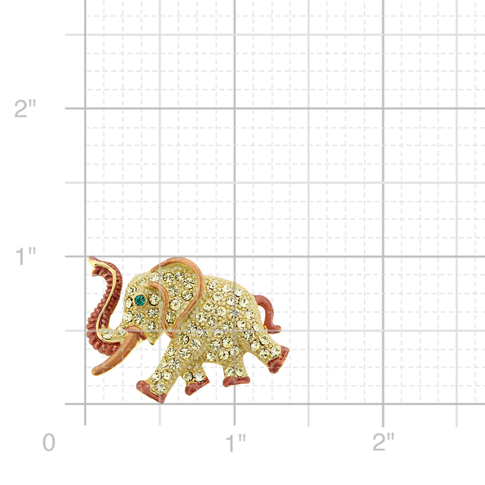 Gold Elephant Swarovski Crystal Animal Pin Brooch
