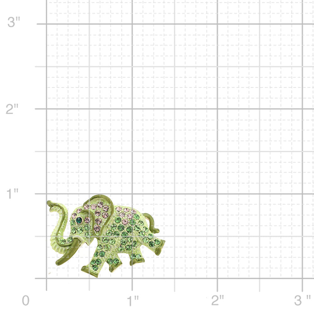Green Elephant Swarovski Crystal Pin Brooch