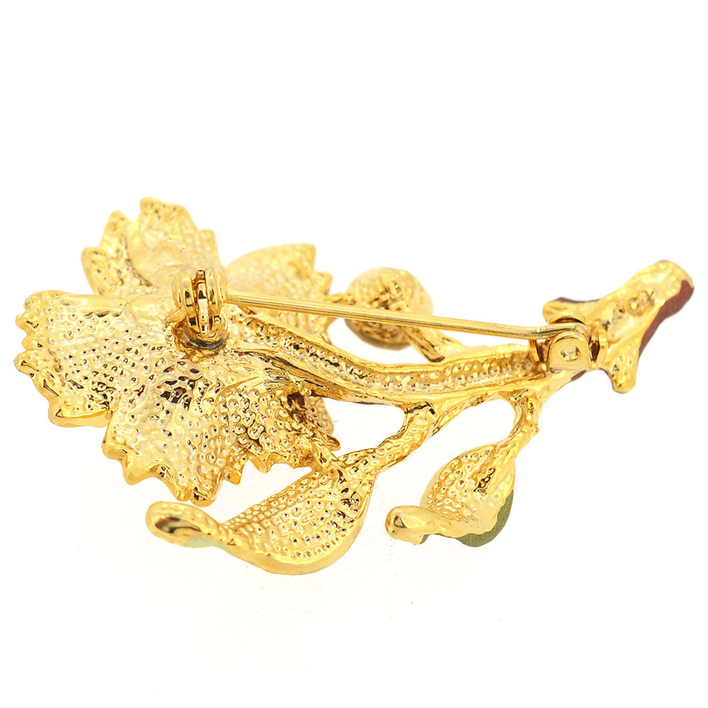 Topaz Brown Flower Swarovski Crystal Pin Brooch