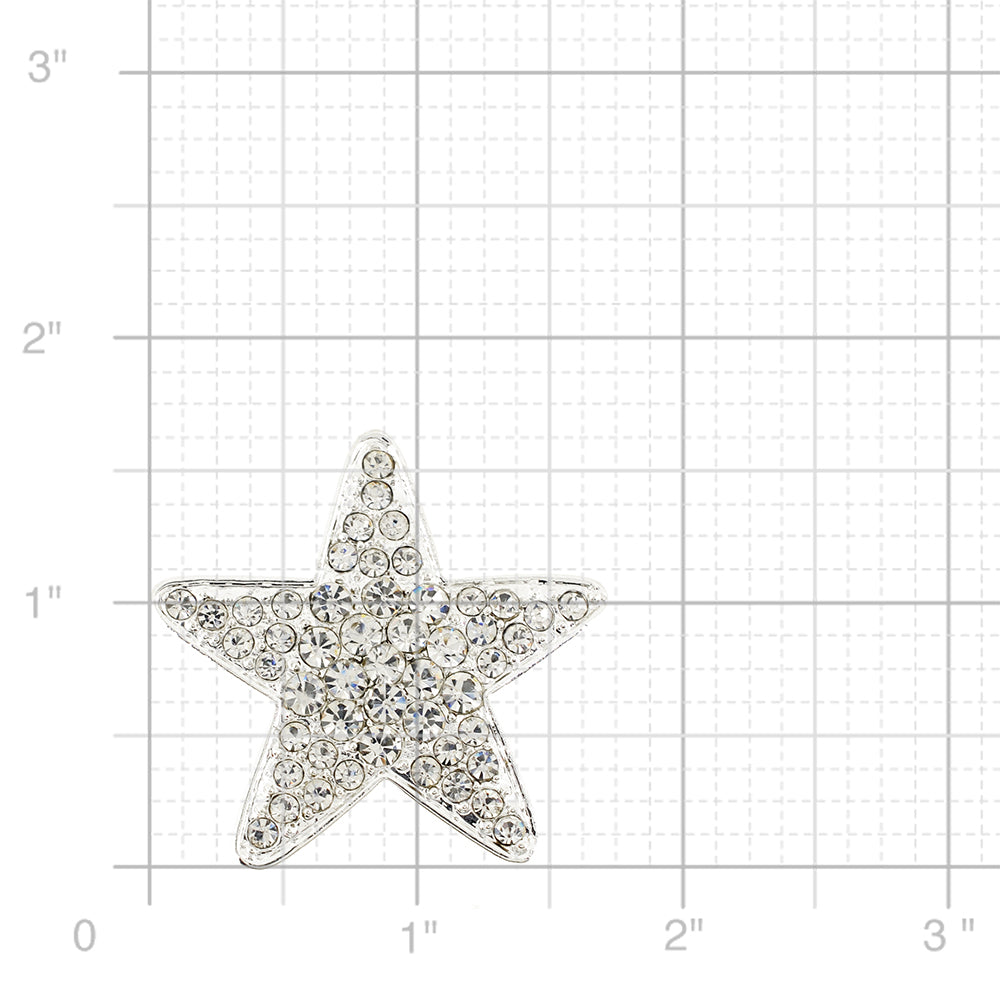 Chrome Star Crystal Brooch Pin