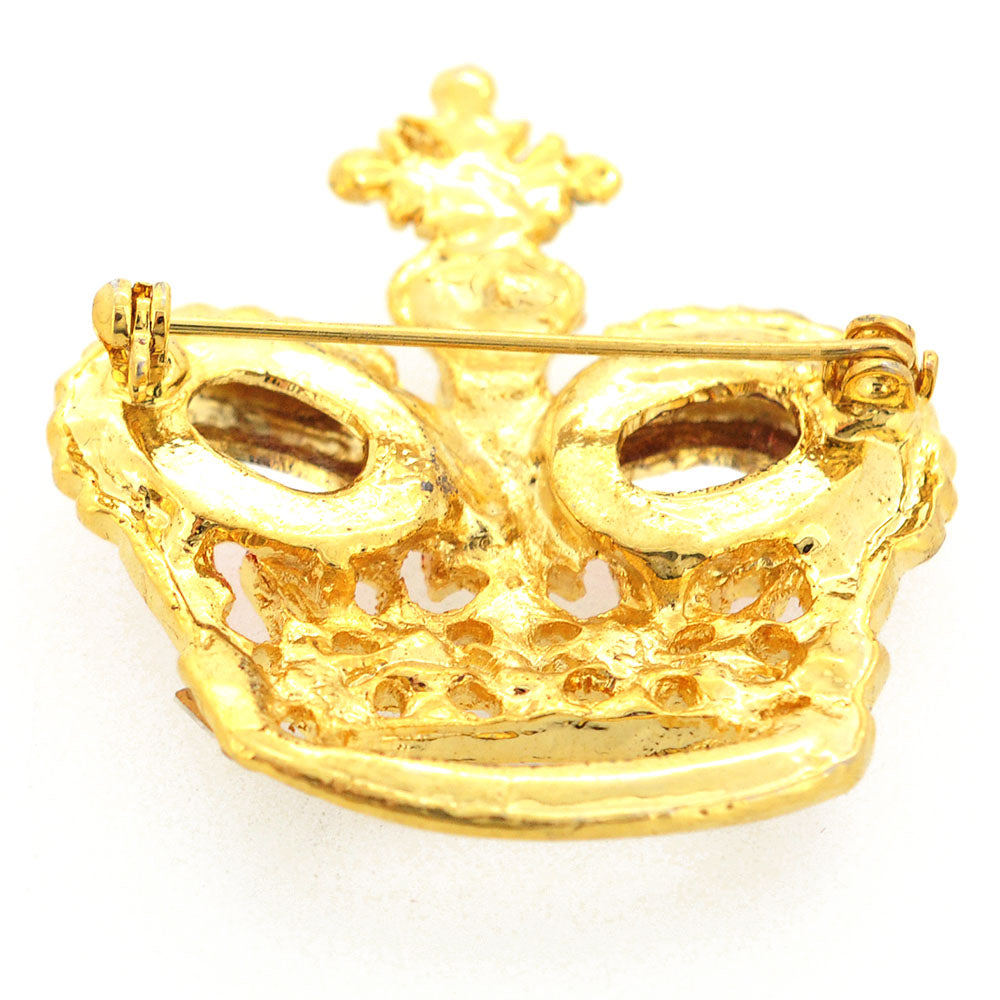 Golden Multicolor Crown Brooch Pin