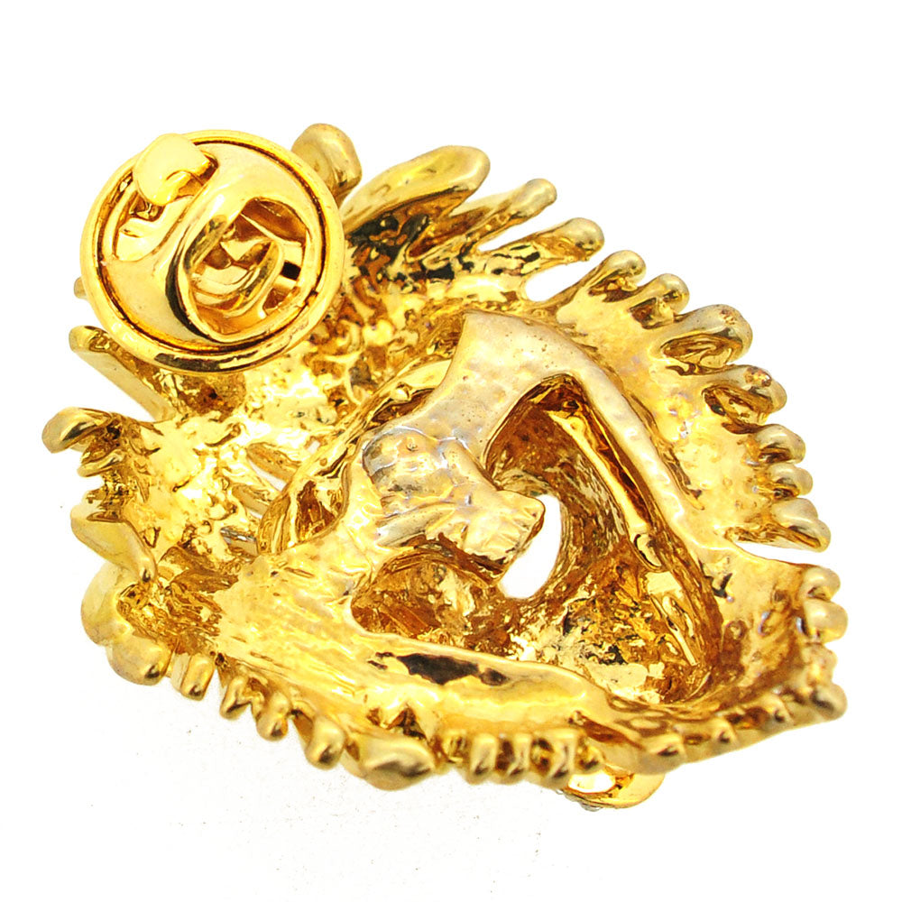Golden Lion Head Brooch Lapel Pin
