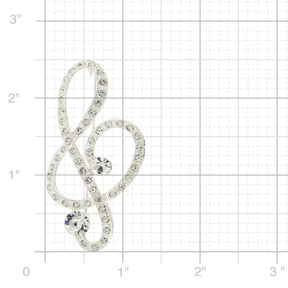 Crystal Music Note Pin Brooch