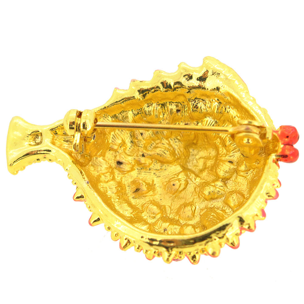 Pink Fish Crystal Brooch Pin