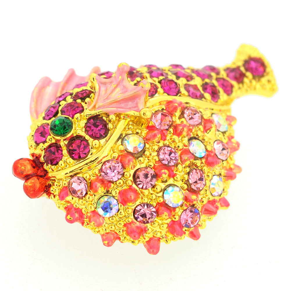 Pink Fish Crystal Brooch Pin