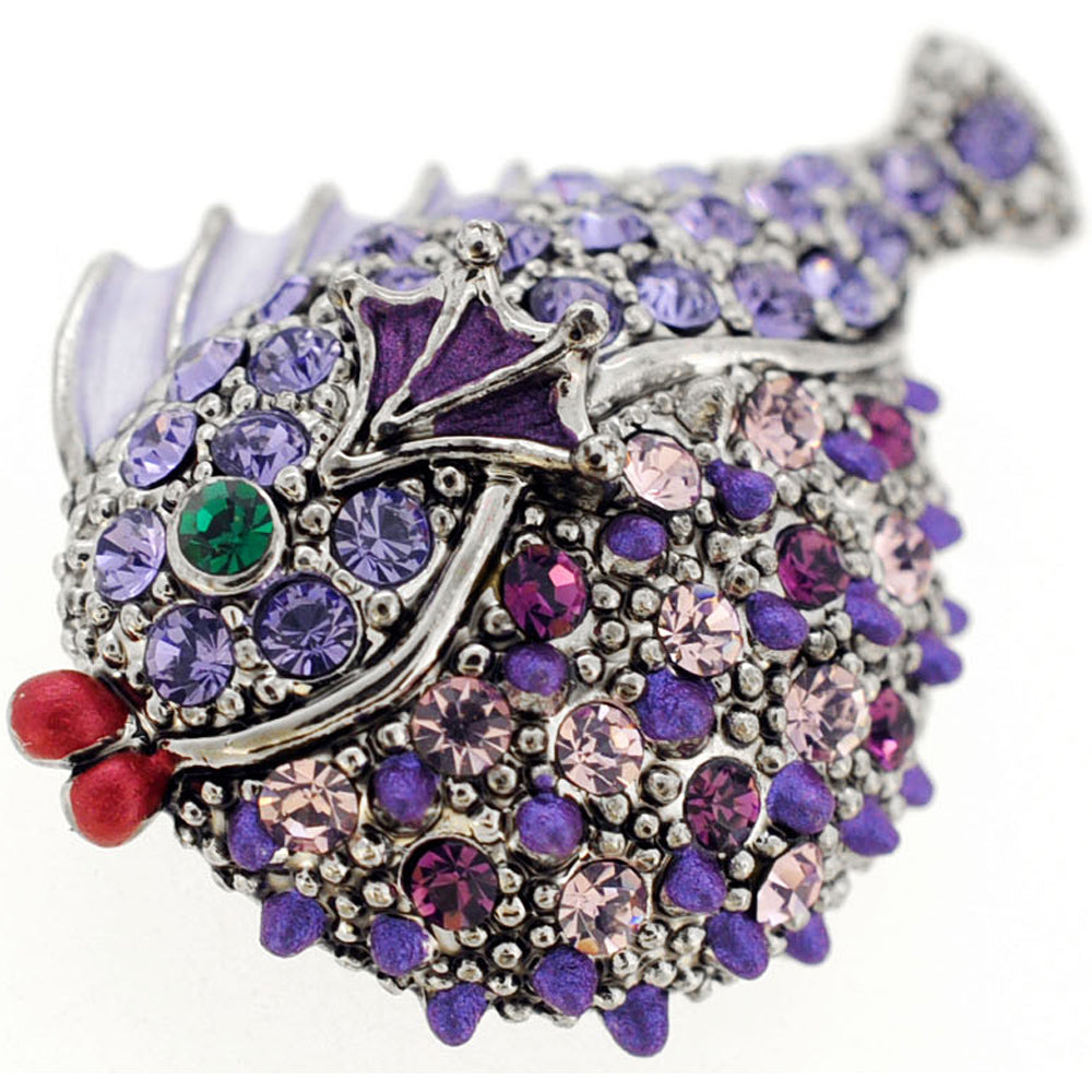 Purple Fish Crystal Brooch Pin