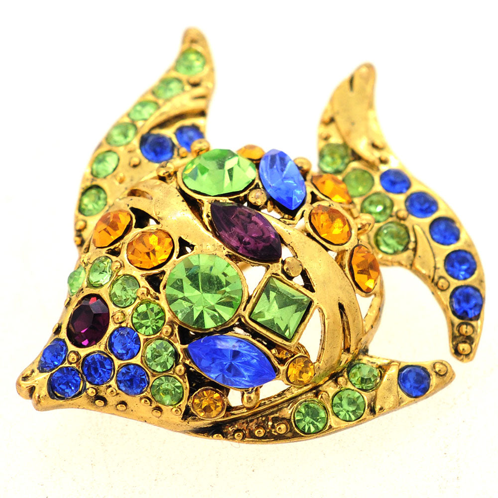 Colorful Fish Swarovski Crystal Animal Brooch Pin