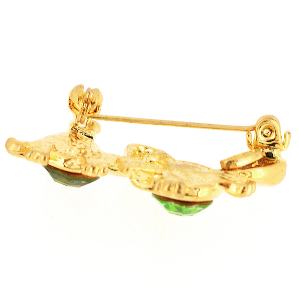 Green Turtle Swarovski Crystal Brooch Pin