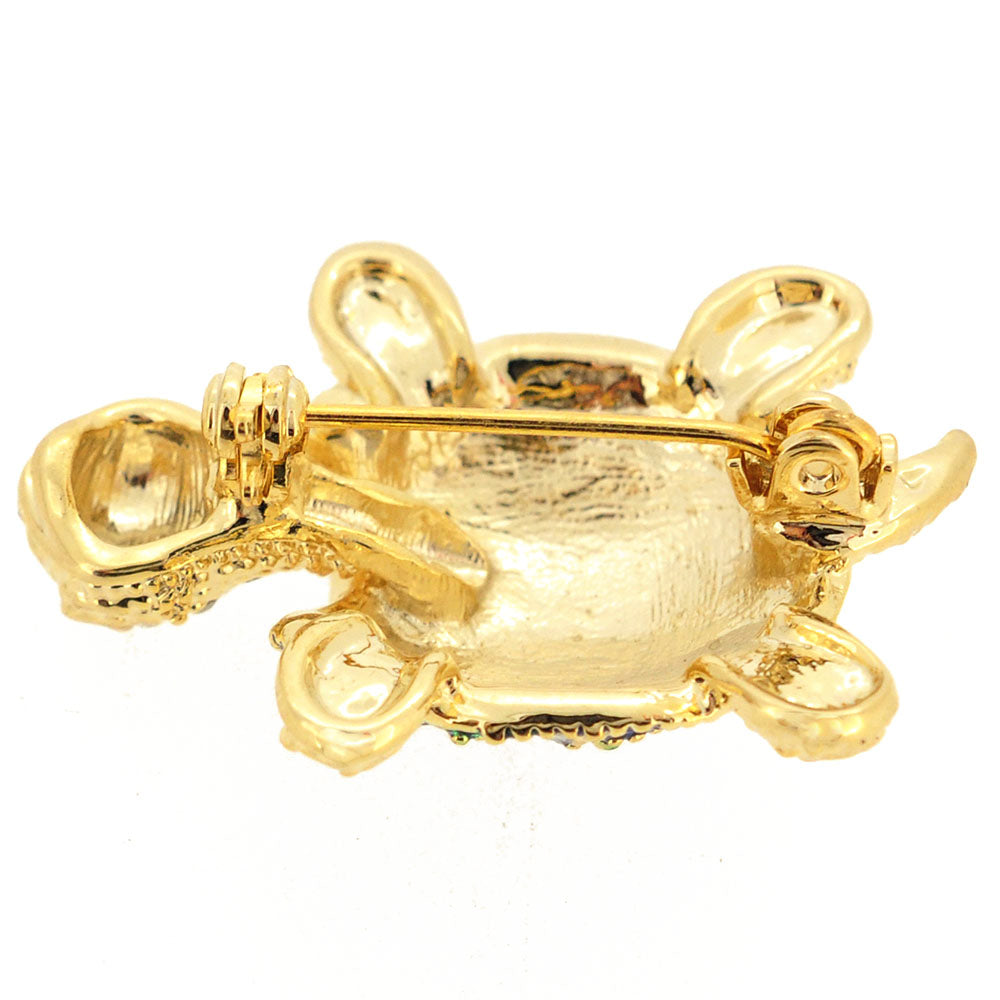 Green Turtle Swarovski Crystal Brooch Pin