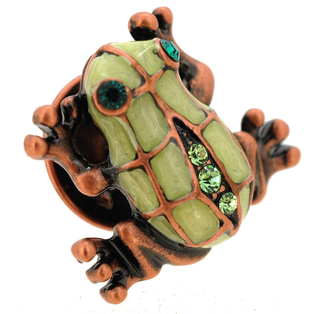 Green Frog Swarovski Crystal Lapel Pin