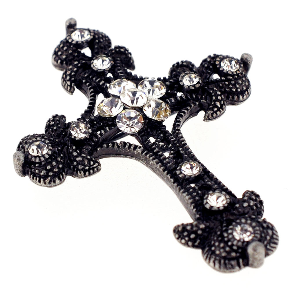 Black Cross Crystal Pin Brooch And Pendant