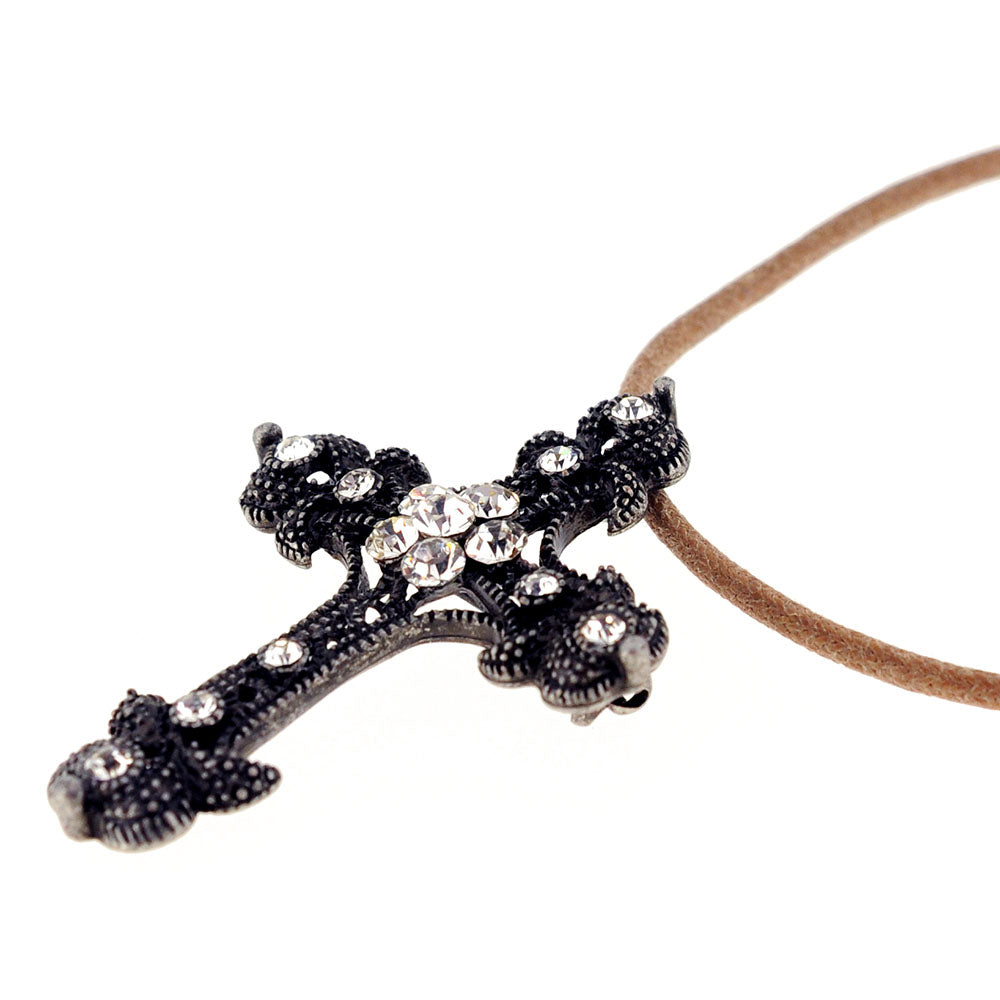 Black Cross Crystal Pin Brooch And Pendant