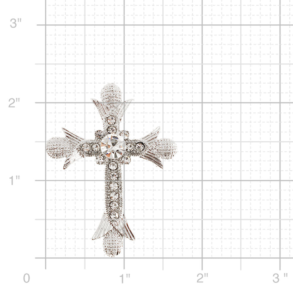 White Cross Crystal Pin Brooch And Pendant