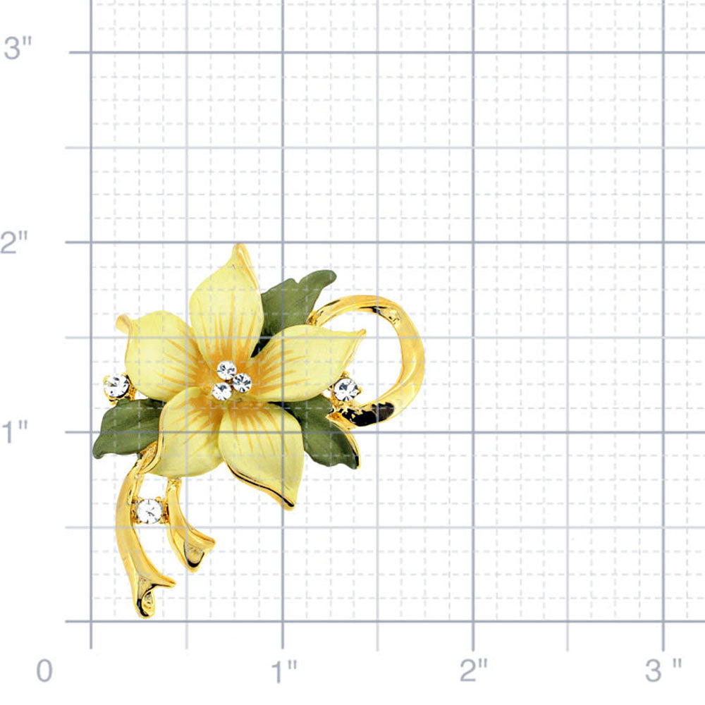 Yellow Poinsettia Swarovski Crystal Flower Pin Brooch and Pendant