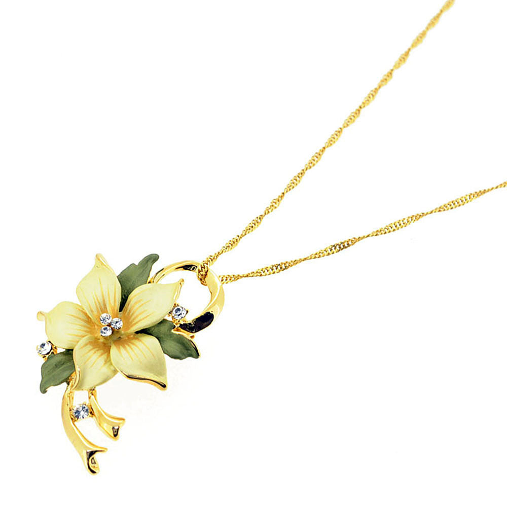 Yellow Poinsettia Swarovski Crystal Flower Pin Brooch and Pendant