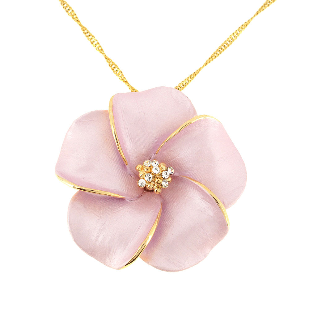 Pink Hawaiian Plumeria Swarovski Crystal Flower pin brooch and Pendant