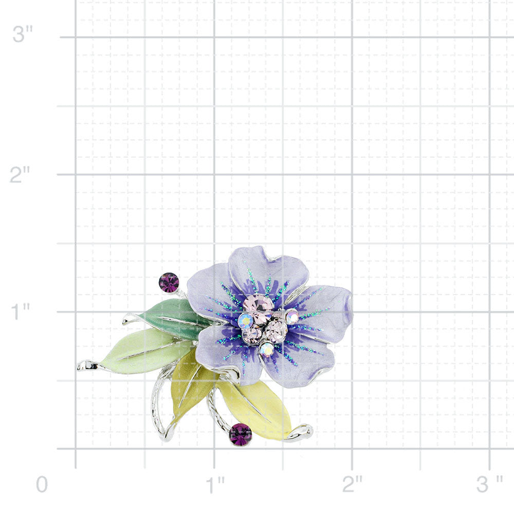 Purple Flower Swarovski Crystal Pin Brooch