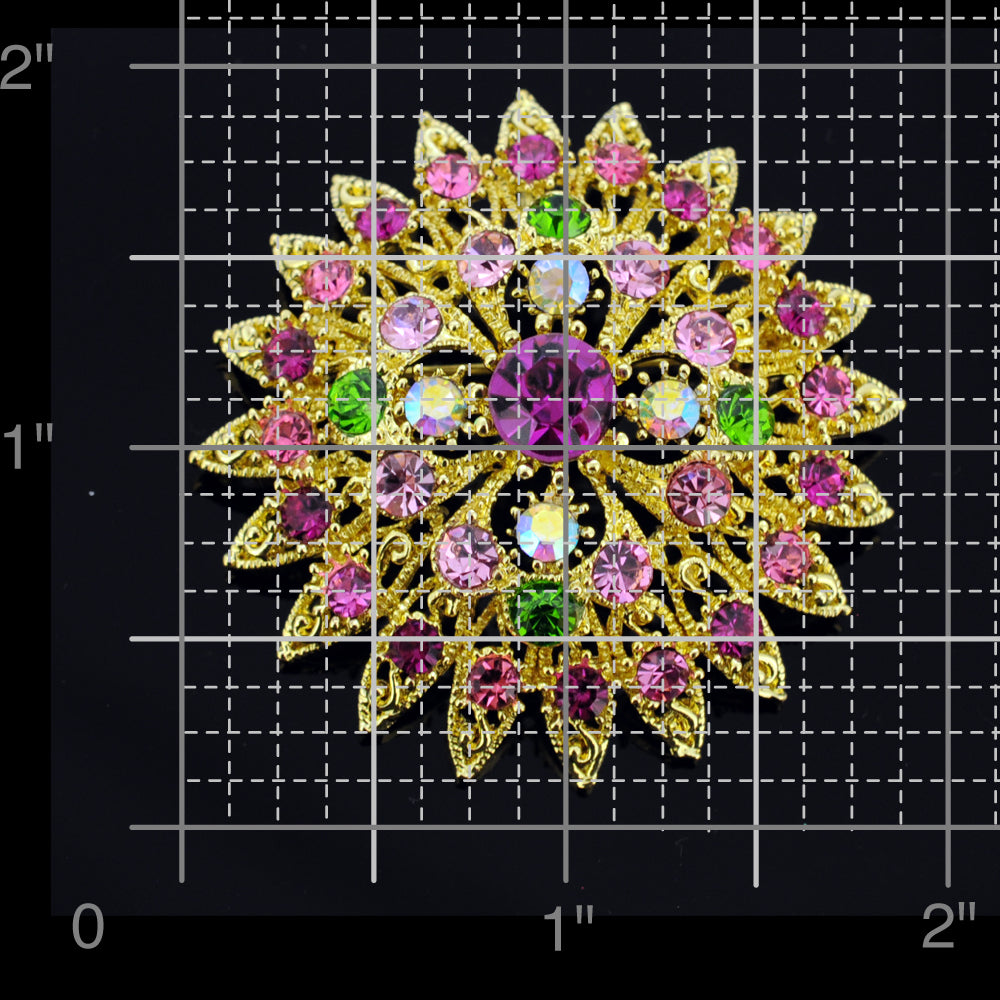 Multicolor Flower Bridal Wedding Crystal Pin Brooch and Pendant