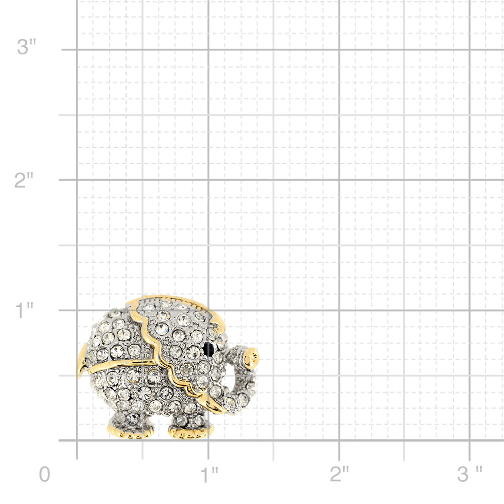 Silver Elephant Crystal Animal Pin Brooch