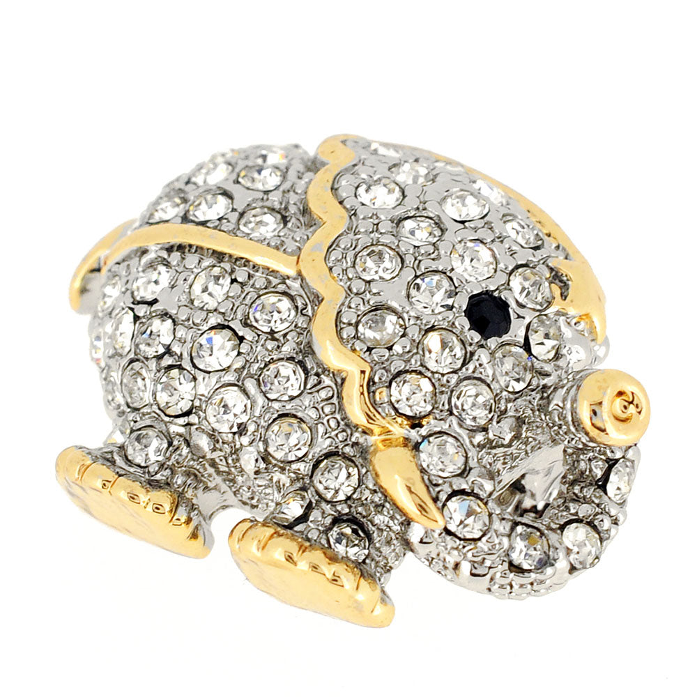 Silver Elephant Crystal Animal Pin Brooch