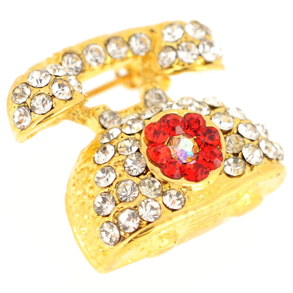 Golden Crystal Classic Telphone Pin Brooch