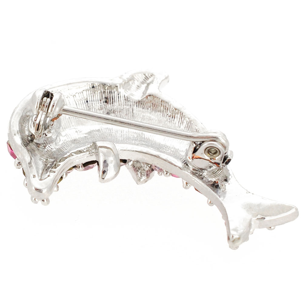 Pink Dolphin Swarovski Crystal Brooch Pin