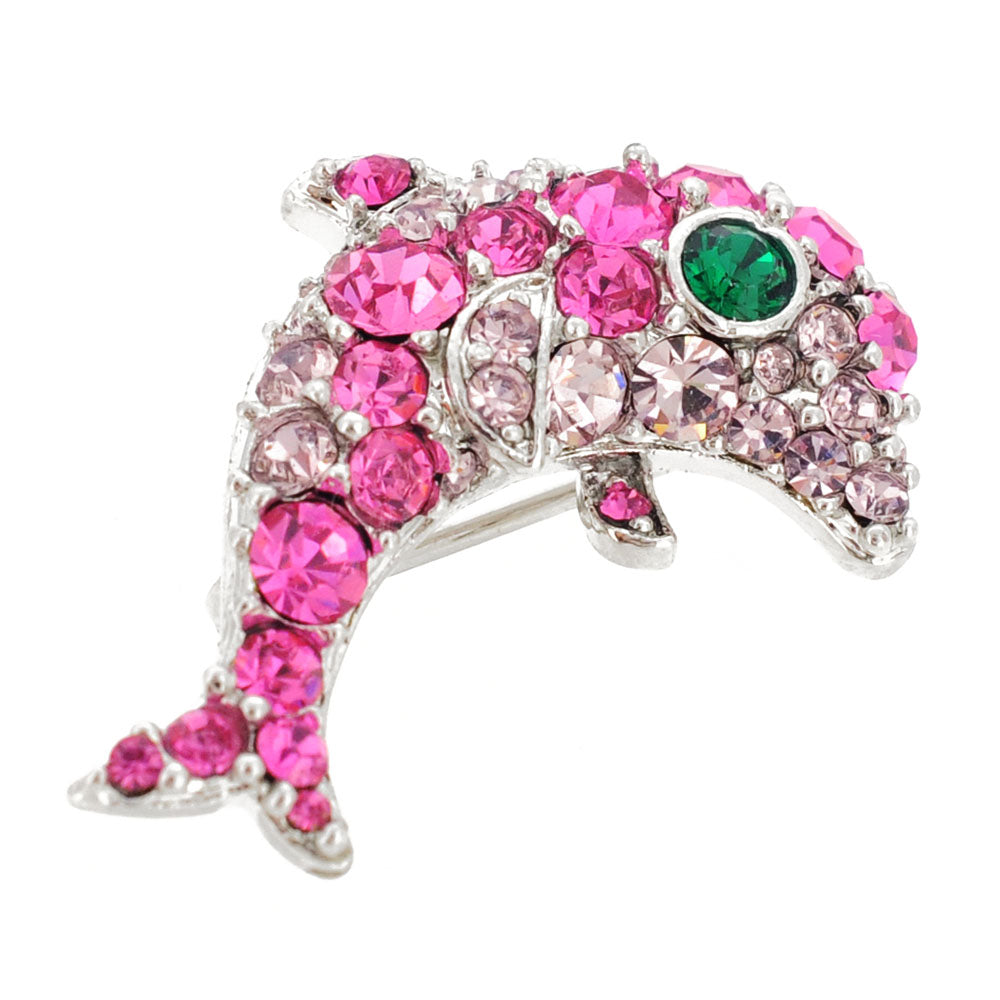 Pink Dolphin Swarovski Crystal Brooch Pin
