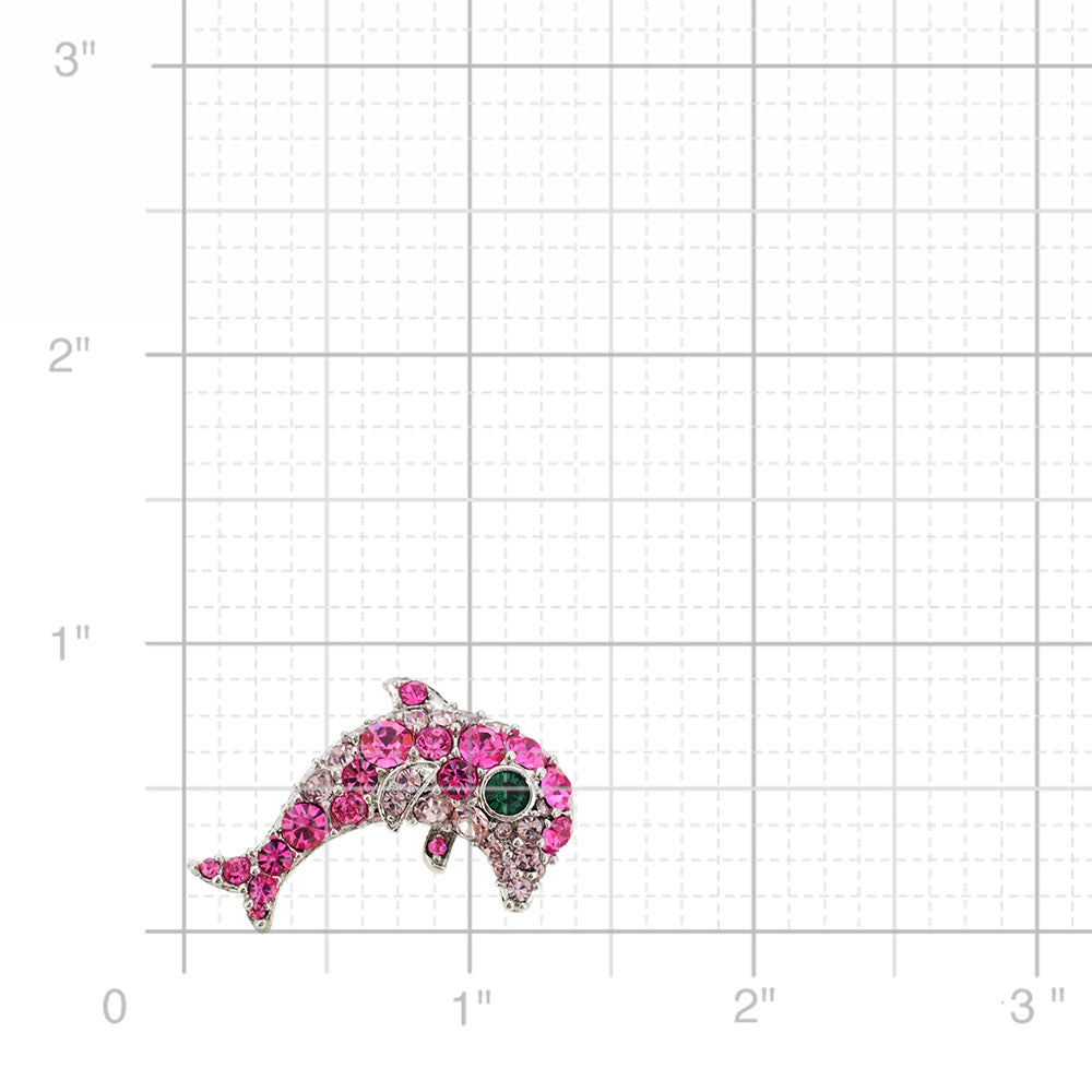 Pink Dolphin Swarovski Crystal Brooch Pin