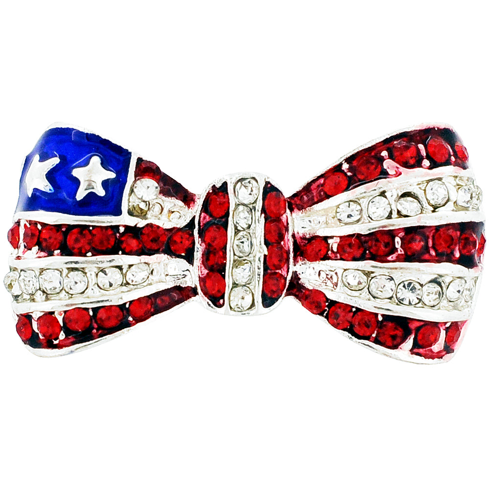 American Flag Bow Patriotic Brooch Pin