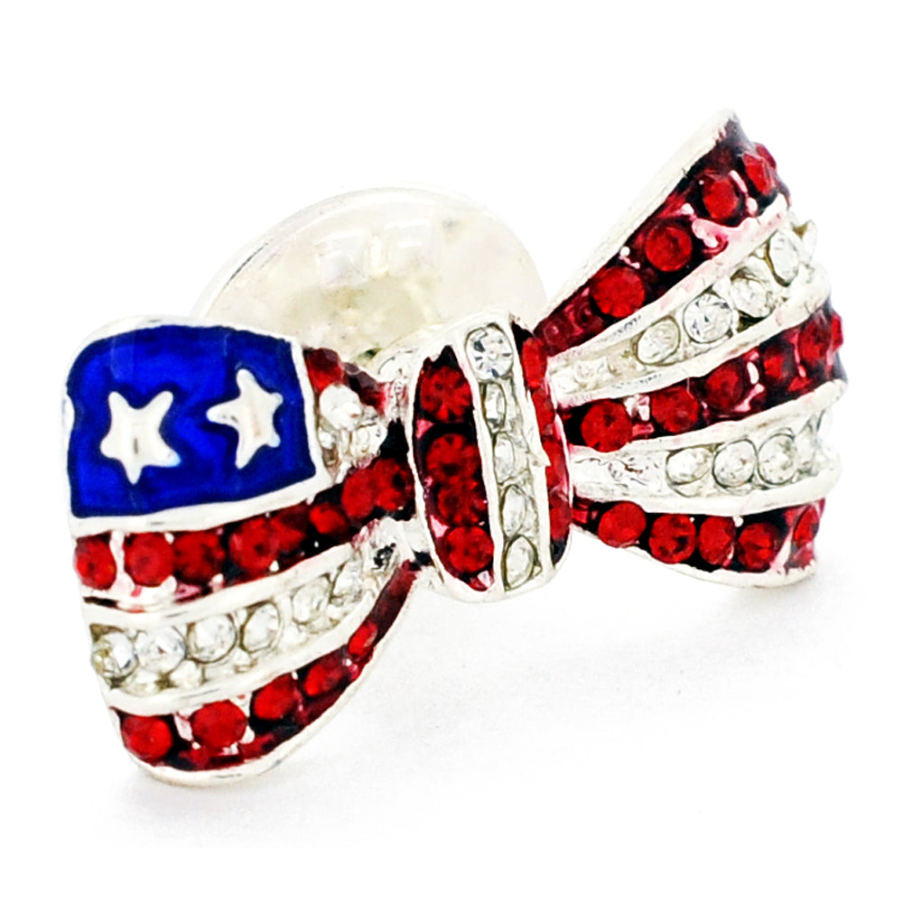 American Flag Bow Patriotic Brooch Pin