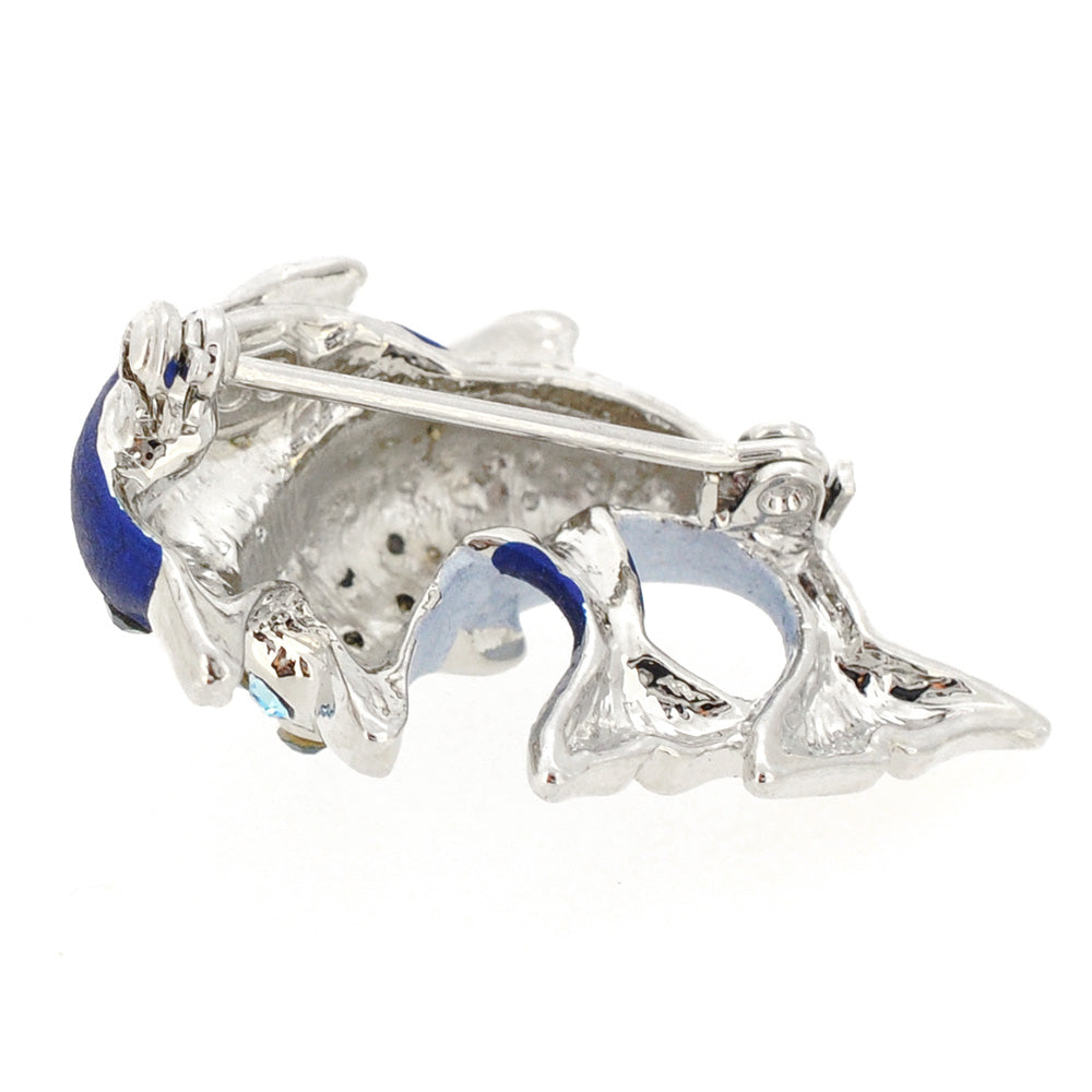 Sapphire Blue Couple Dolphin Pin