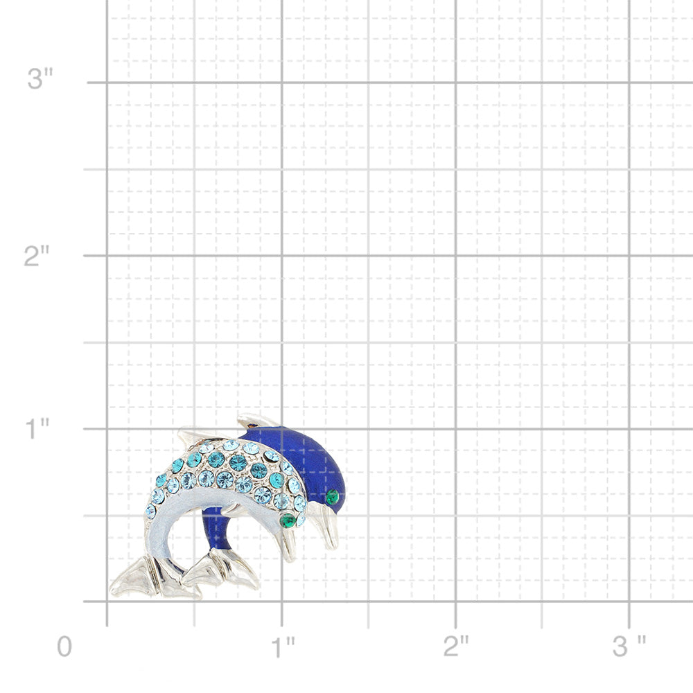 Sapphire Blue Couple Dolphin Pin