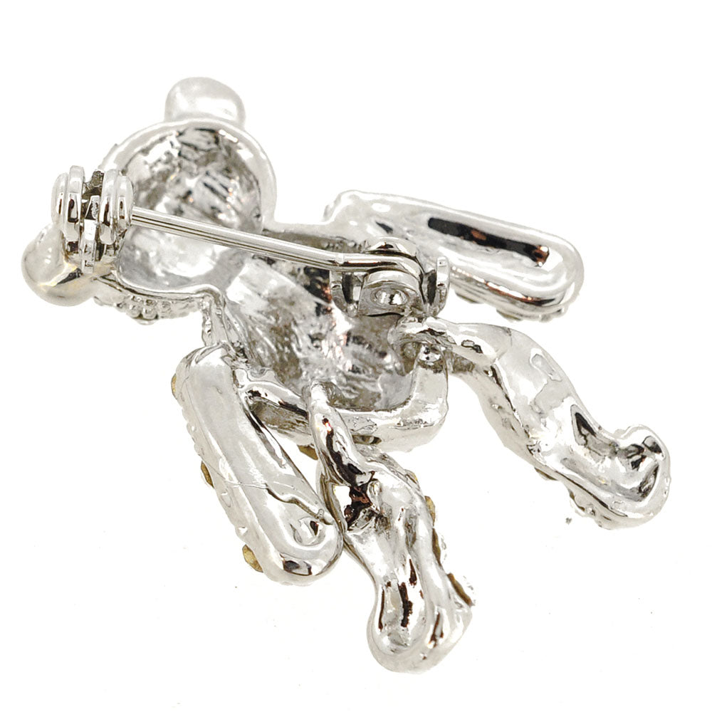 White Teddy Bear Swarovski Crystal Brooch Pin