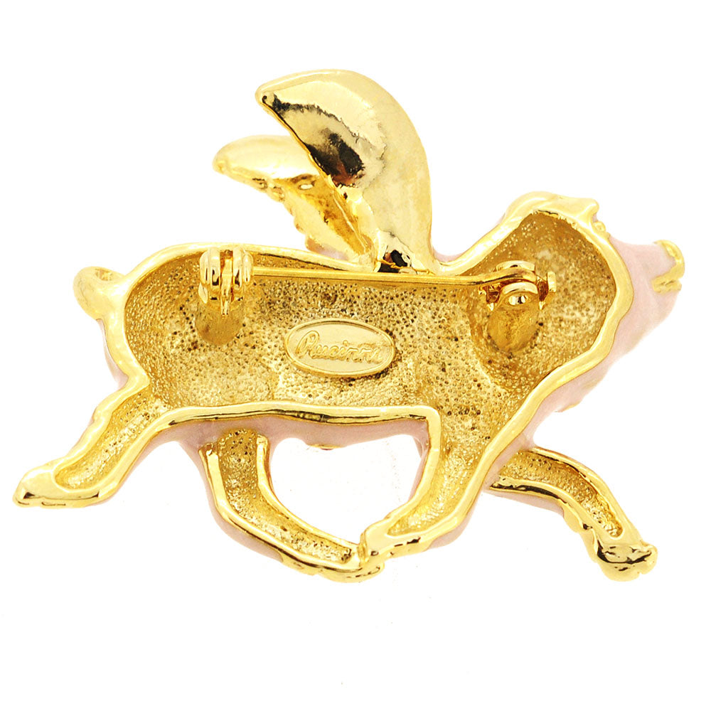 Pink When Pigs Fly Swarovski Crystal Brooch Pin