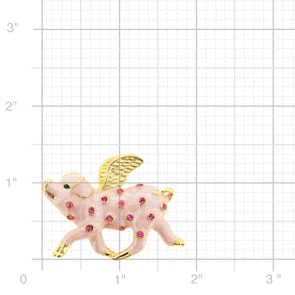 Pink When Pigs Fly Swarovski Crystal Brooch Pin
