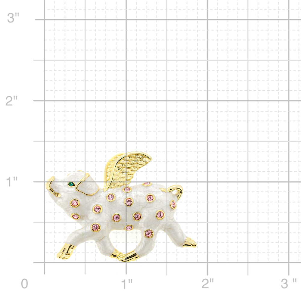 White When Pigs Fly Swarovski Crystal Brooch Pin